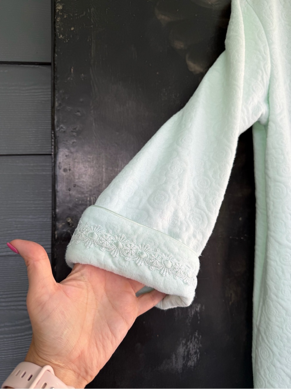 delicates Mint Green Long Button-Front Robe - Picture 3 of 6